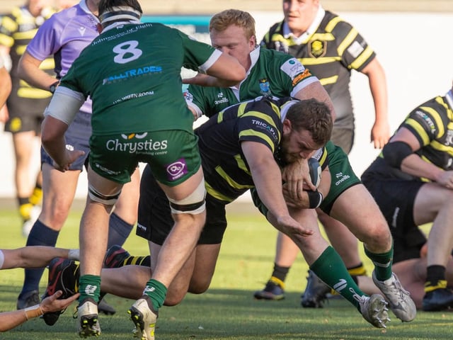 Jack Dobie in action for Melrose as they beat Hawick 33-12 at home at the Greenyards on Saturday (Photo: Andy McLean)