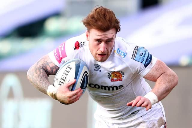 Scotland captain Stuart Hogg in action for club side Exeter Chiefs in Bath on Saturday, March 6. (Photo by Michael Steele/Getty Images)