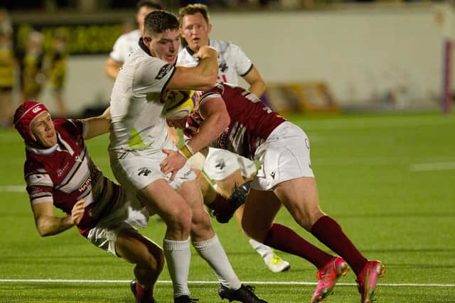 Southern Knights openside flanker Allan Ferrie in action against Watsonians on Friday night (Photo: Bill McBurnie)