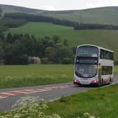 An X62 bus on its way to Peebles.