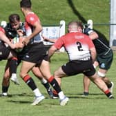 Captain Shawn Muir in possession for Hawick against Glasgow Hawks at home at Mansfield Park on Saturday (Photo: Malcolm Grant)