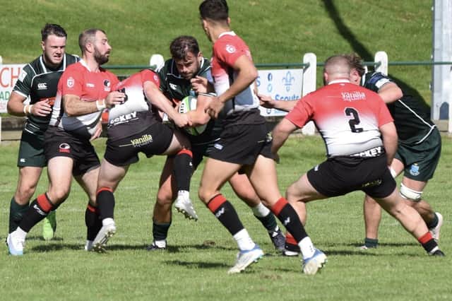 Captain Shawn Muir in possession for Hawick against Glasgow Hawks at home at Mansfield Park on Saturday (Photo: Malcolm Grant)