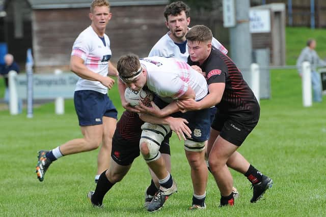 Andrew McColm on the ball for Selkirk during their 53-19 loss to Biggar in a pre-season friendly at Philiphaugh on Saturday (Pic: Grant Kinghorn)