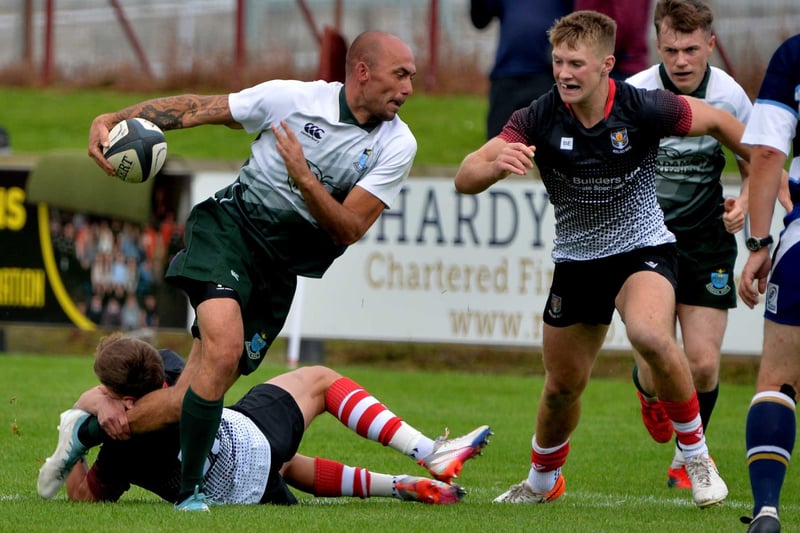 Hawick on the ball against Kelso at Gala Sevens