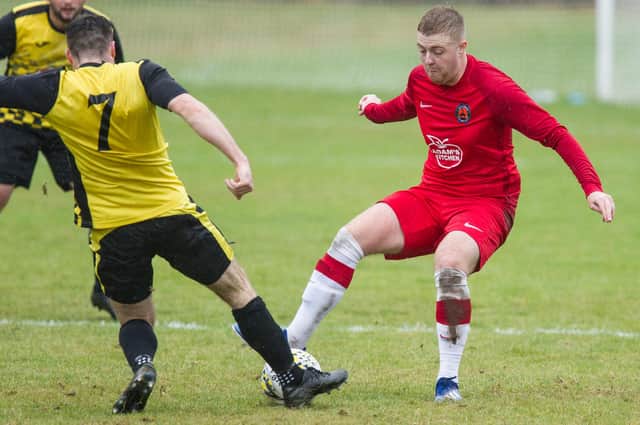 Hawick Royal Albert United's Hagen Steele playing against Luncarty last month (Photo: Bill McBurnie)