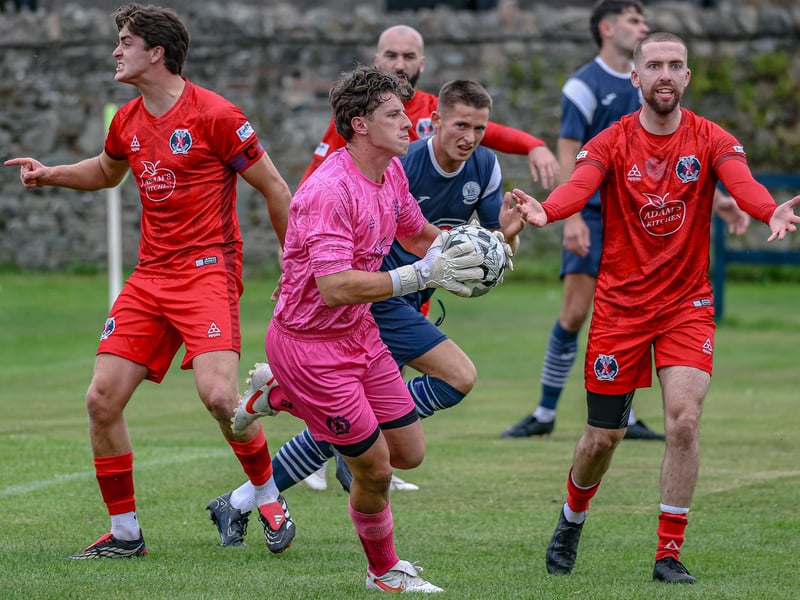 Callum Archibald on the ball for Hawick Royal Albert during their 3-2 win away to Vale of Leithen on Saturday (Photo: Hilary Isaac)