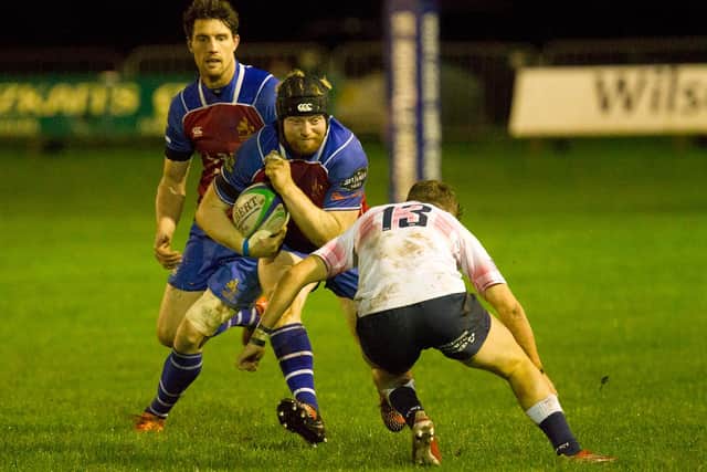 Selkirk's Ben Pickles lines up against Jed-Forest's Rory Marshall (Photo: Bill McBurnie)
