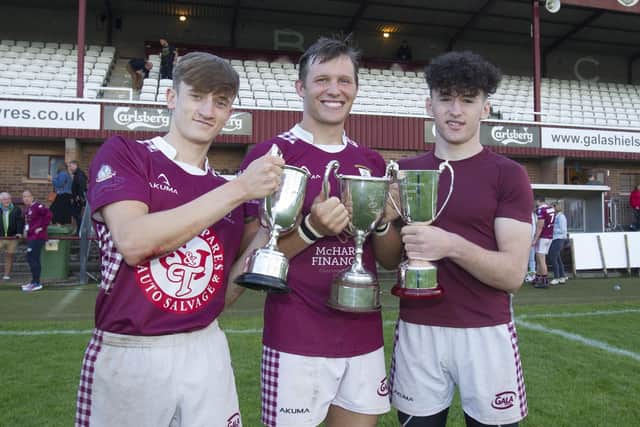 Gala winning captains, Liam Scott (senior team), Ritchie Mitchell U18 and Nairn Moncrieff U16