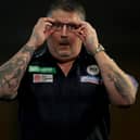 Gary Anderson looking as if he can't believe his eyes during his round-four loss to Brendan Dolan on Saturday at the latest World Darts Championship at London's Alexandra Palace (Photo by Tom Dulat/Getty Images)