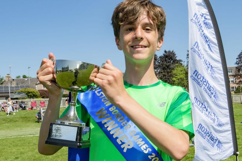 Kelso's Oliver Hastie, winner of the 800m youths' race at Saturday's Earlston Border Games in 2:12.24, from a mark of 85m, ahead of Teviotdale Harrier Craig Watson and Kelso's Chris Stewart