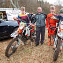 Callum Davidson with dad Nic, brother Robbie, sponsor Kevin Rae of Agrisile, his kids Finlay and Lewis (Pics by Bill McBurnie)