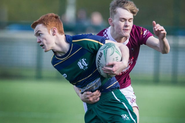 Justin Tait on the ball for Hawick Youth against Gala Wanderers at his club's semi-junior sevens on Saturday