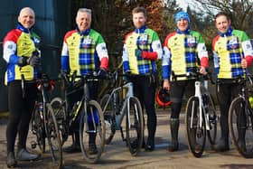 Cycling Souters team members, from left, Tommy Knox, David Anderson, Scott Hall, Kevin Fairbairn and Allen Jamieson pictured prior to setting off on a training ride to Kelso (Photo: John Smail)