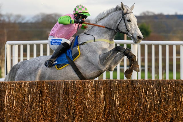 Ryan Mania riding Empire Steel to victory for trainer Sandy Thomson in Friday's Racing's Best Ratings with Timeform Handicap Chase (Photo: Alan Raeburn)