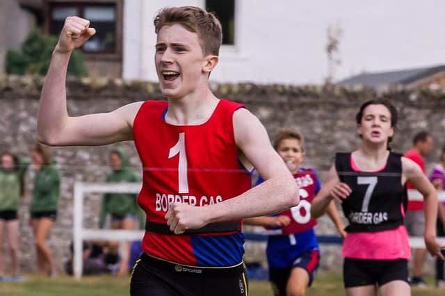 Craig Angus winning the 800m American Cup race at St Ronan's Border Games in his home-town of Innerleithen in 2018 (Photo: Ian Linton)