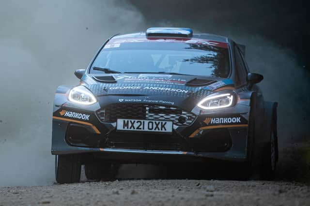 Garry Pearson and co-driver Dale Furniss in their Ford Fiesta Rally2 at last weekend's Grampian Forest Rally (Photo: Adam Pigott/British Rally Championship)
