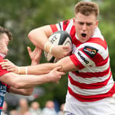 Ronan McKean on the ball for South of Scotland during Sunday's Scottish inter-district championship final against Caledonia Reds at Braidholm in Glasgow (Photo: Euan Cherry/SNS Group/SRU)