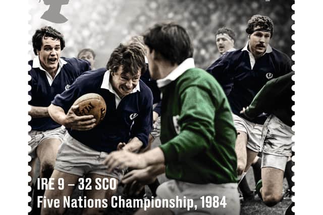The new first-class stamp featuring Borders rugby legend Roy Laidlaw (Image: Royal Mail)