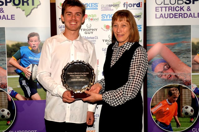 Tennis coach Andrew Milligan was named as ClubSport Ettrick and Lauderdale's junior coach of the year for volunteering with young players in Earlston and Selkirk and helping to run cross-Borders tennis events. He  was given that accolade by Sheila Robertson