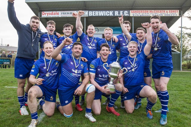 Jed-Forest celebrating winning Berwick Sevens for the eighth time (Photo: Bill McBurnie)