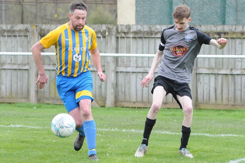 Lauder on the ball during their 4-2 loss away to Selkirk Victoria at Yarrow Park on Saturday in the Border Amateur Football Association's B division (Photo: Grant Kinghorn)