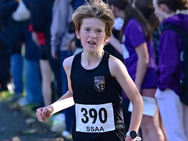 Melrose Primary’s Ewan McCarthy at 2026’s Scottish Schools Athletics Association road-race championships, held in Fife this month (Photo: Neil Renton)