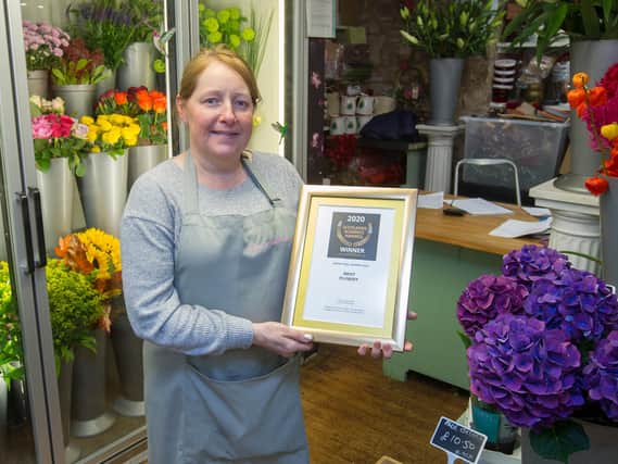 Sarah Cross, Jedburgh florist, grand final winner awarded Best Florist at Scotland's Business Awards. (Photo: BILL McBURNIE)