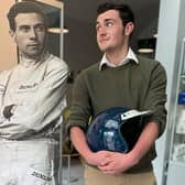 Matthew Forster, who plays the lead in Jim Clark the Musical, meets his hero at the Jim Clark Motorsport Museum, Duns.