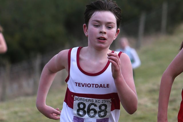 Teviotdale Harriers under-nine Hugo Armstrong finished 65th in 17:20 at Sunday's Borders Cross-Country Series junior race at Denholm