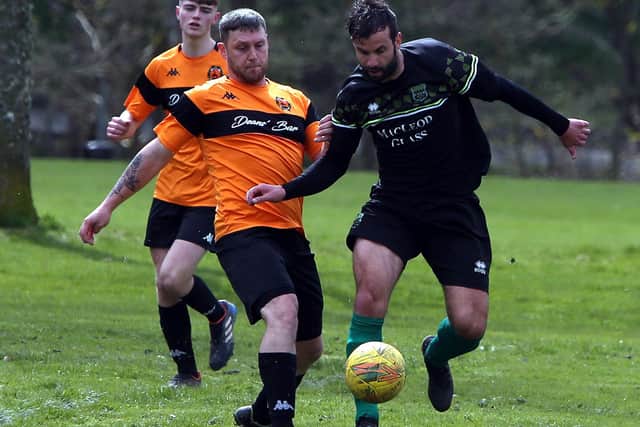 Hawick Legion on the ball during their 3-0 Walls Cup quarter-final win against Hawick United on Saturday (Pic: Steve Cox)