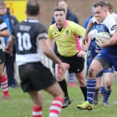 Robert Hogg on the attack during Kelso's 48-12 win at Jed-Forest's Riverside Park on Saturday in rugby's Scottish Premiership (Photo: Brian Sutherland)