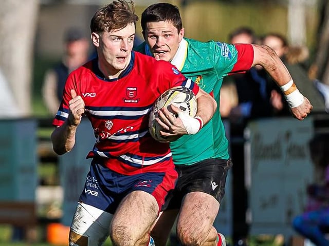 Louis Whyte in action for Peebles as they lost 29-14 hosting Highland at the Gytes on Saturday (Photo: Stephen Mathison)