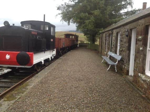 Saughtree Station, complete with train and track, is on the market for £500,000.