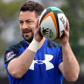Doddie Aid 2022 Team South co-captain Greig Laidlaw pictured warming up with current team NTT Communications Shining Arcs in Tokyo in Japan (Photo by Toru Hanai/Getty Images)