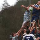 Jed-Forest captain Clark Skeldon making a catch from a lineout against Edinburgh Academical at Jedburgh's Riverside Park on Saturday (Pic: Steve Cox)