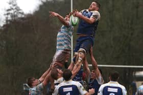 Jed-Forest captain Clark Skeldon making a catch from a lineout against Edinburgh Academical at Jedburgh's Riverside Park on Saturday (Pic: Steve Cox)