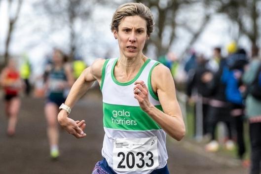 Gala Harrier Sara Green was fourth female finisher at Falkirk's Scottish cross-country championships at the weekend in 38:34 and also first veteran over 40 (Pic: Bobby Gavin)