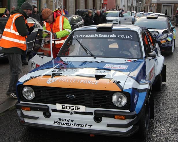 Marshals on duty in Duns at 2019's Jim Clark Rally