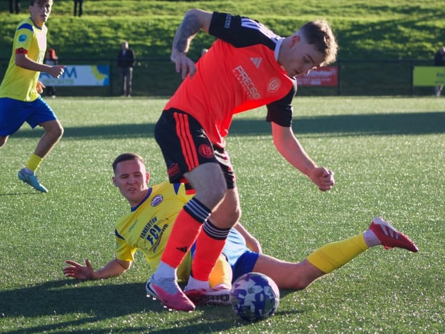 Lennon Connolly in action for Gala Fairydean Rovers during their 5-1 win away to Dunipace at Westfield Park on Saturday (Photo: Gala Fairydean Rovers)