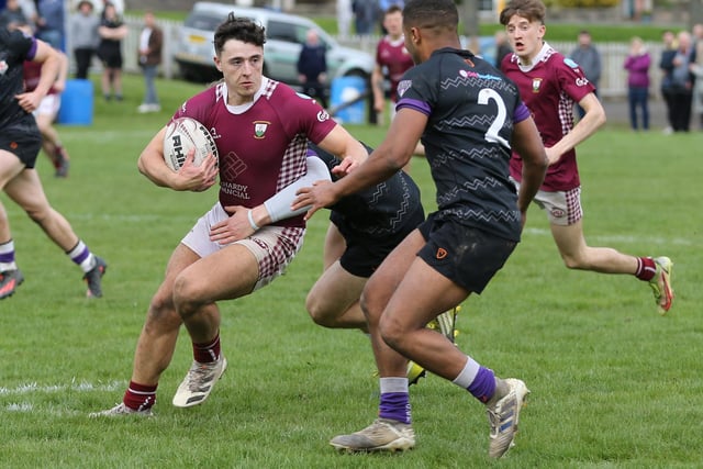 Gala's Ben Gill on the ball against Durham University during Sunday's Earlston Sevens final