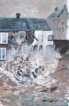 Gemma’s painting shows the moment the bistro wall collapsed.