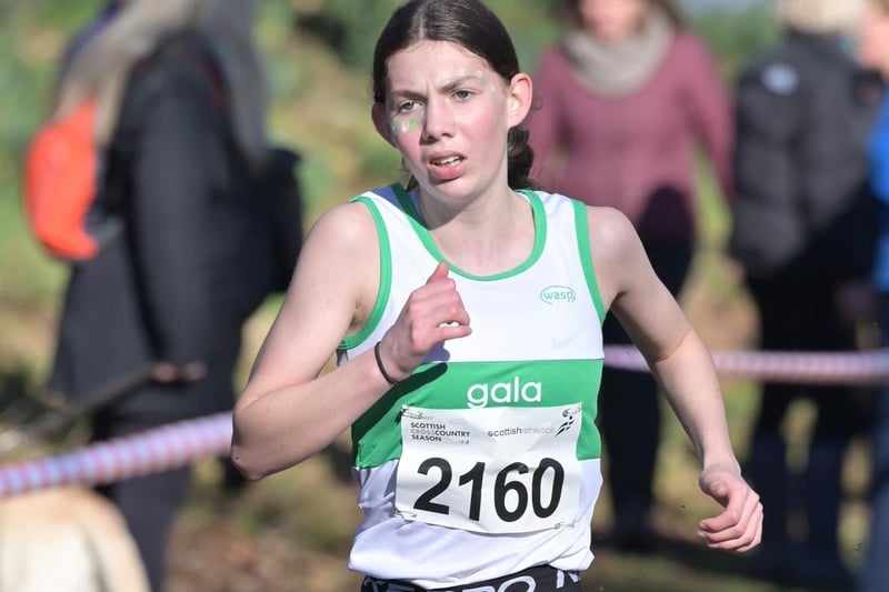 Gala Harrier Kirsty Rankine was 16th under-15 girl in 17:48 at 2024's Scottish Athletics cross-country championships at Falkirk on Saturday