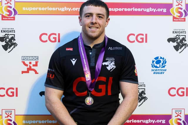 Southern Knights' Luke Thompson was named man of the match for their 39-38 Fosroc Super Series Championship win against Fosroc Future XV at the Greenyards in Melrose on Friday (Photo by Ewan Bootman/SNS Group/SRU)