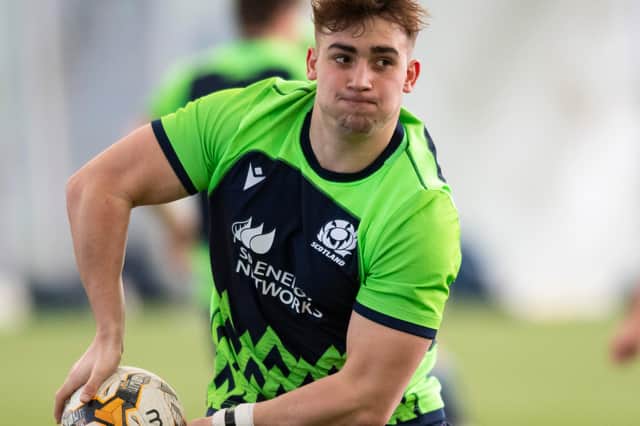 Hawick's Rhys Tait at a Scotland under-20s training session in Edinburgh on Tuesday (Photo by Mark Scates/SNS Group/SRU)