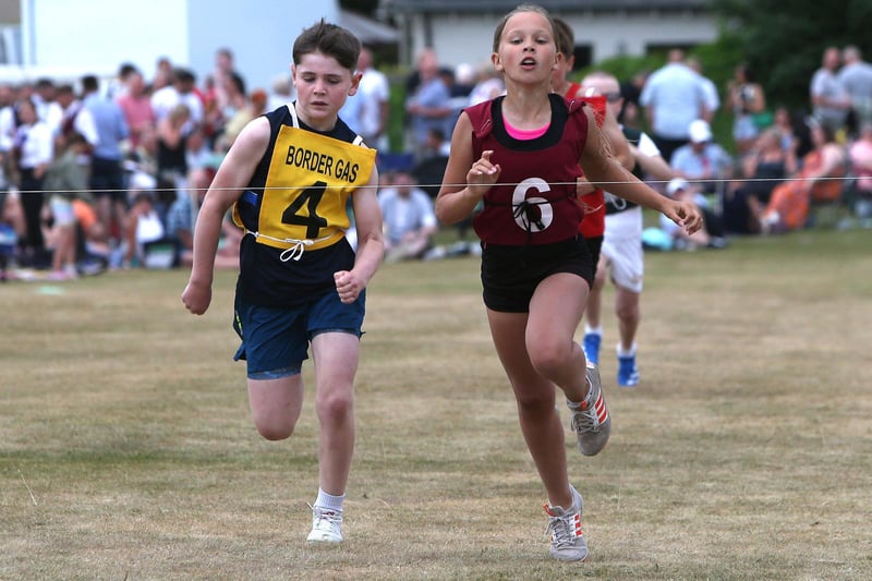 Hawick's Chloe McLeod winning a 200m youth heat at Saturday's Selkirk Border Games