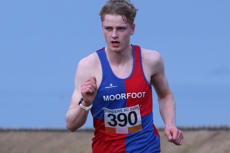 Moorfoot Runners junior Thomas Hilton winning Sunday's Borders Cross-Country Series senior race at Dunbar in 29:12