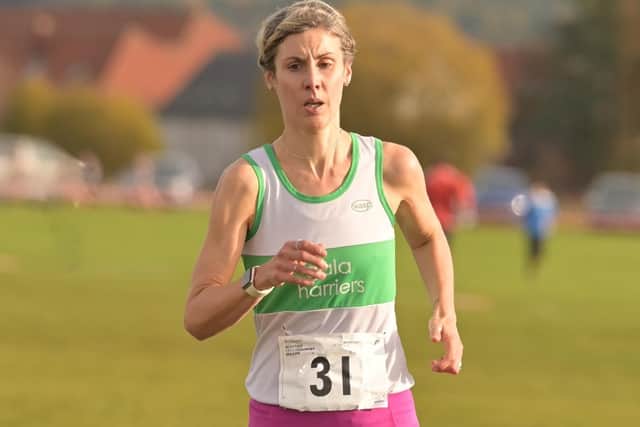 Gala Harrier Sara Green was fastest woman over 40 and 12th female finisher in a time of 14:09 at Saturday's Scottish short-course cross-country championships at Lanark