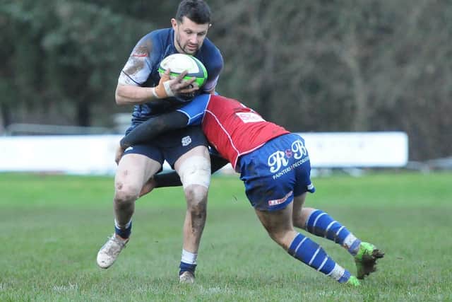 Ross Nixon being tackled during Selkirk's 33-12 victory away to Jed-Forest on Saturday (Photo: Grant Kinghorn)