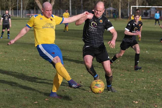 Hawick Colts beating Hawick United 4-0 in the Border Amateur Football Association's B division at the town's Wilton Lodge Park on Saturday (Photo: Steve Cox)