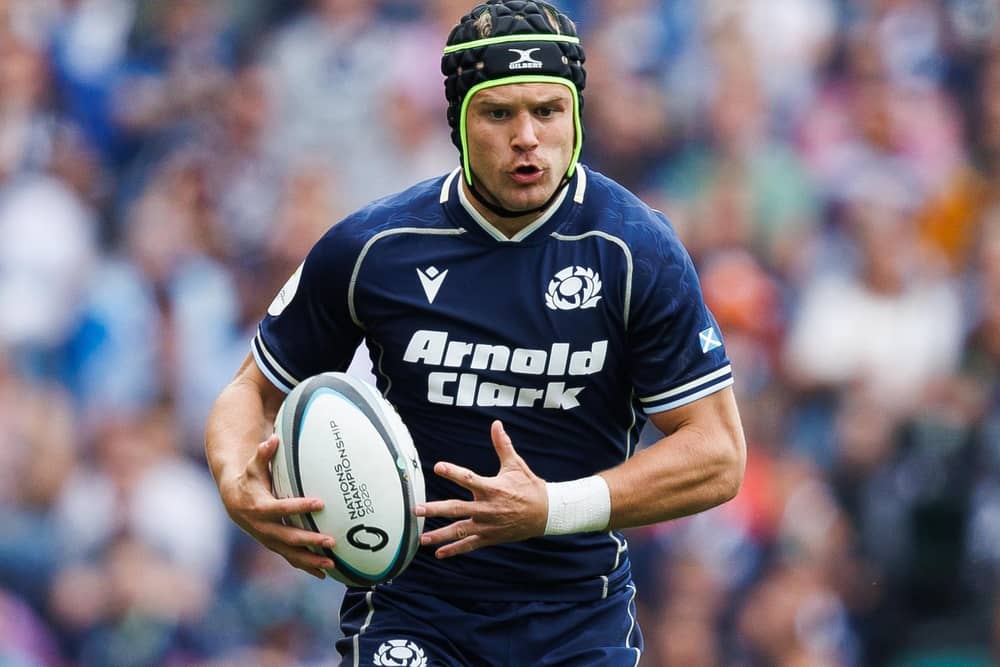 Darcy Graham on the ball for Scotland during their 33-17 Nations Championship win versus Fiji at Edinburgh’s Murrayfield Stadium in July (Photo: Ross Parker/SNS Group/SRU)